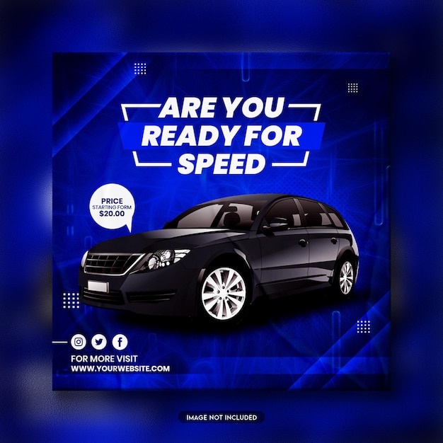 PSD wypożycz samochód w mediach społecznościowych post projekt szablonu promocji