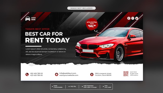 Wypożyczalnia Samochodów Sprzedaż Promocji Baner Internetowy Szablon Mediów Społecznościowych