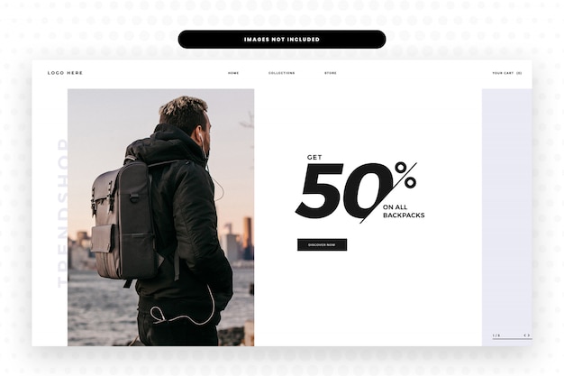 PSD wyprzedaż plecaków landing page