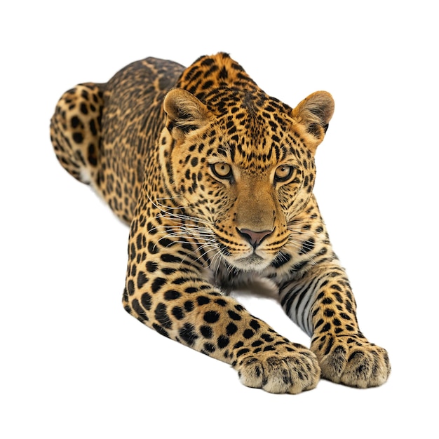 Wyraźne kolory i królewski wygląd leoparda na przezroczystym tle