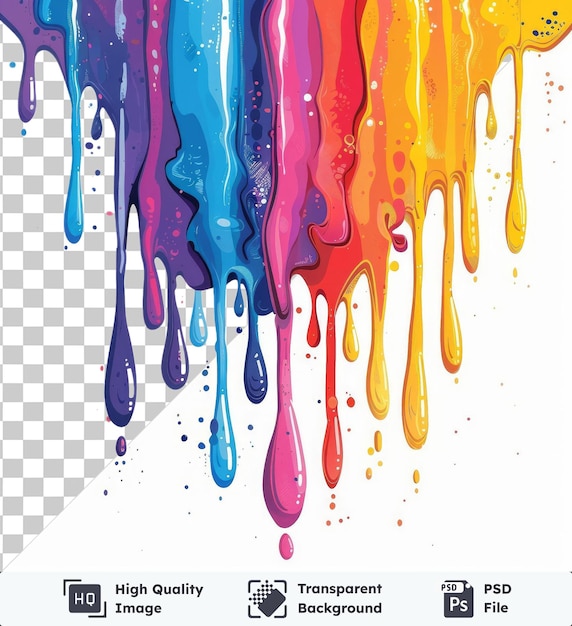 PSD wysokiej jakości przezroczysta psd psychedeliczna farba kapi wektorowy symbol kwasowy farba trippy rozpryskuje na odizolowanym tle