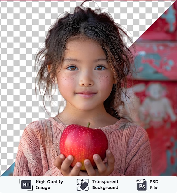 PSD wysokiej jakości psd dziewczyna trzymająca jabłko