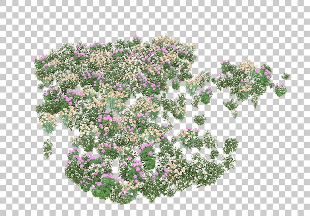 Wyspa Trawy Z Kwiatami Na Przezroczystym Tle Ilustracja Renderowania 3d