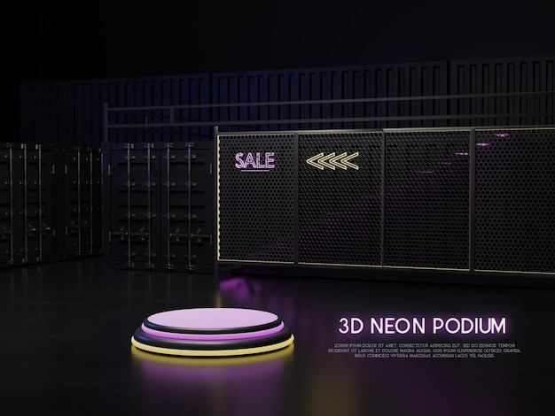 Wyświetlacz 3d Neon Light Na Podium Sprzedaży