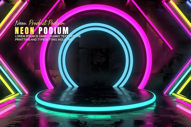 Wyświetlacz na podium sceny neonowej model prezentacji produktu z światłem neonowym sceny produktu dispaly
