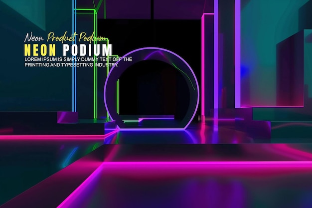 Wyświetlacz na podium sceny neonowej model prezentacji produktu z światłem neonowym sceny produktu dispaly