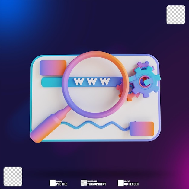 Wyszukiwanie danych ilustracji 3D i szkło powiększające