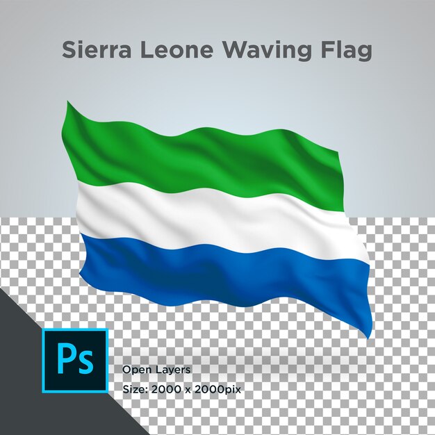 PSD wzór fali flagi sierra leone przezroczysty