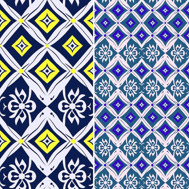 Wzorce Batik z kształtami geometrycznymi i dopasowane do prostokątów Kreatywny abstrakcyjny wektor geometryczny