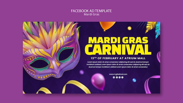 Wzorzec Facebooka Na Uroczystość Mardi Gras