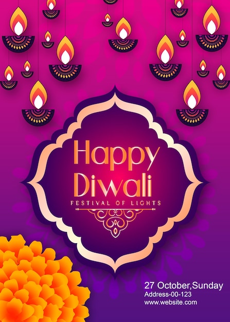 Wzorzec wzoru ulotki z okazji święta Diwali