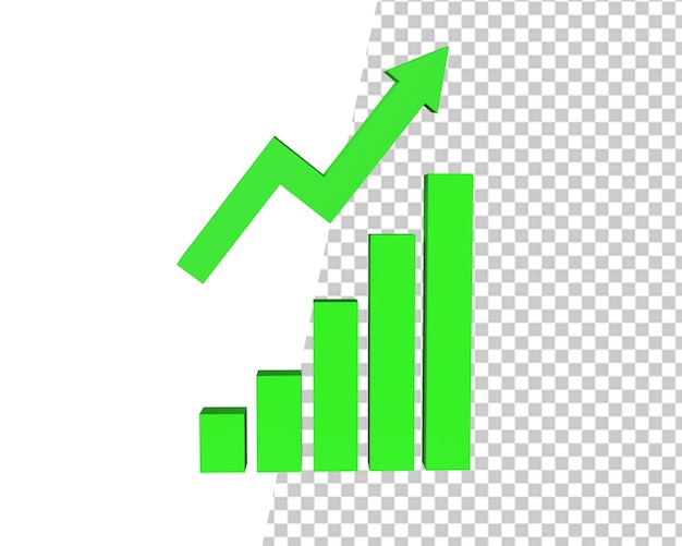 PSD wzrost biznesu w górę zielona strzałka 3d