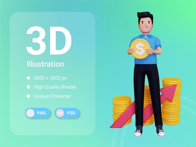 Wzrost Finansowy Ilustracja 3d