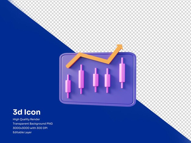 PSD wzrost handlu ikonami 3d dla biznesu marketingowego i finansów