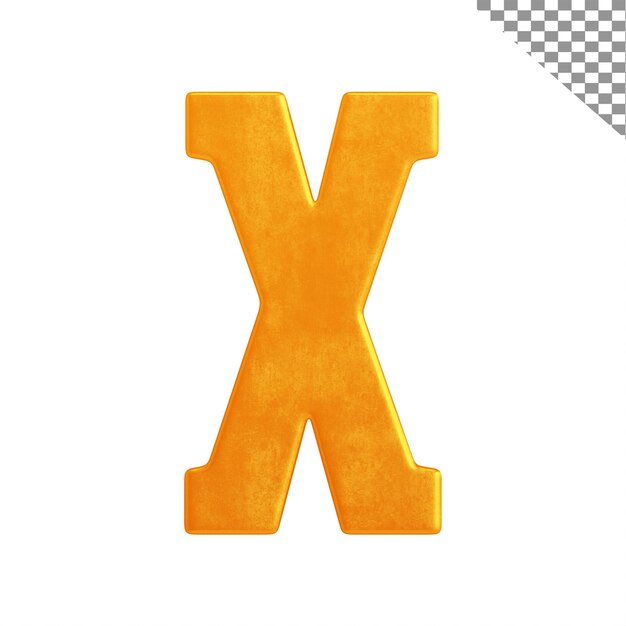 X alphabet gold metallic on transparent background