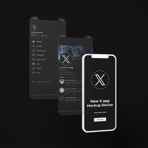 PSD x app su mockup di smartphone