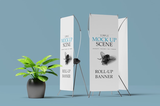 X-banner of roll up stand mockup