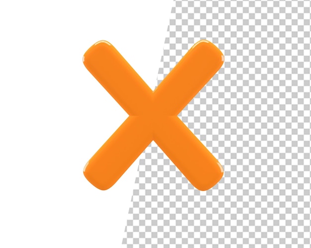 x letter gold text 3d render