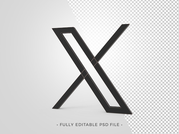 PSD x logo twitter precedentemente 3d nero