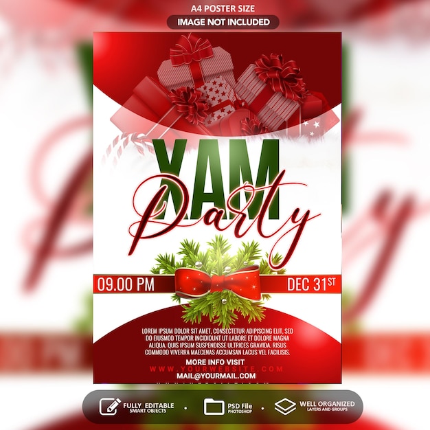 X mas party flyer концерт шаблон социальных сетей PSD