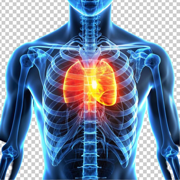 PSD x ray view of the human chest with a healthy glow