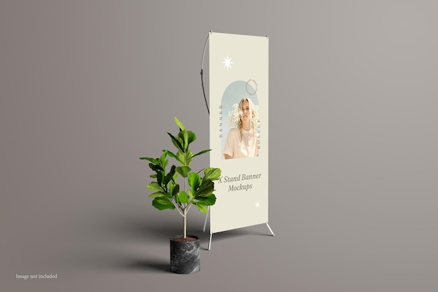 X Stand Banner Makieta Widok Perspektywiczny