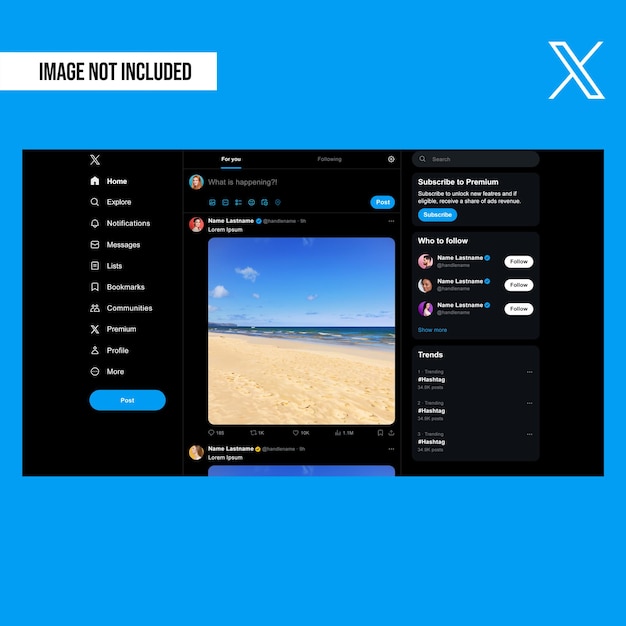 X twitter pc feed full editable template