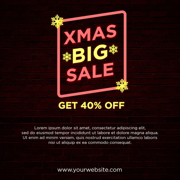 PSD xmas big sale square banner