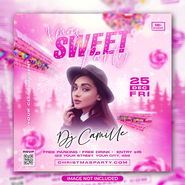 Xmas sweet party social media post and flyer template