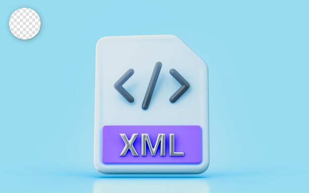 PSD xml document file sign 3d render concept for coadding creating website and app developer