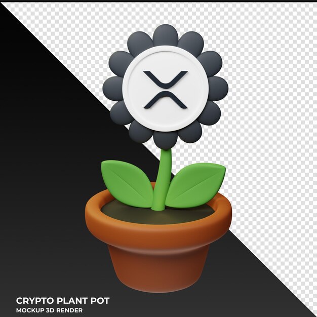 3D-иллюстрация XRP Crypto Plant Pot