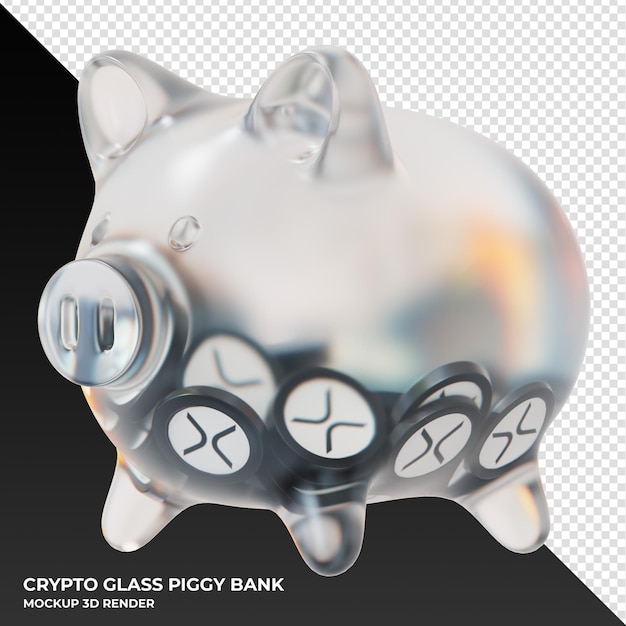 Xrp xrp coin in frosted glass piggy bank 3d rendering