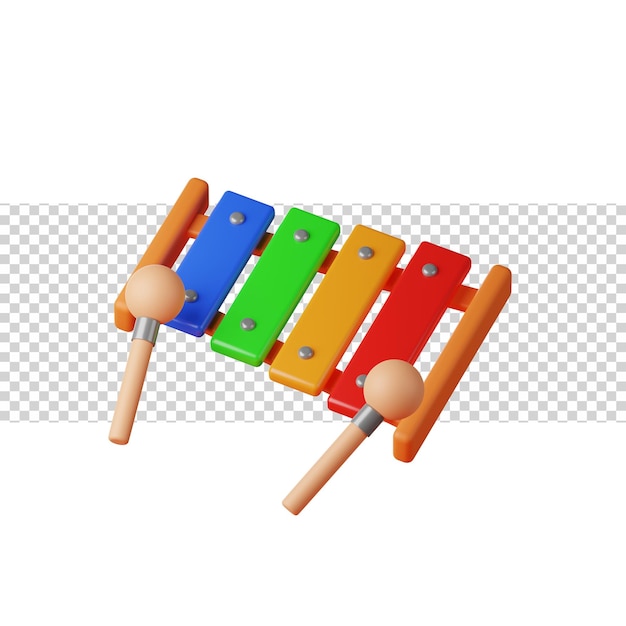 Xylophone music with colorful 3d rendering icon for website or app or game fun and simple xylophone