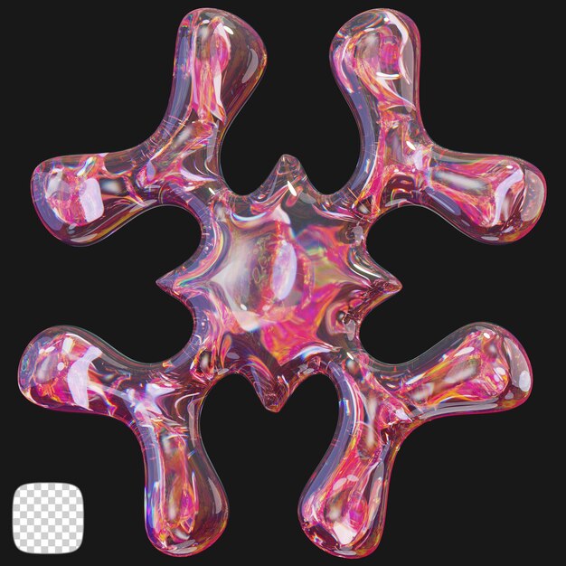 Y2K Abstract Dispersion glass Shape 3D rendering on transparent background