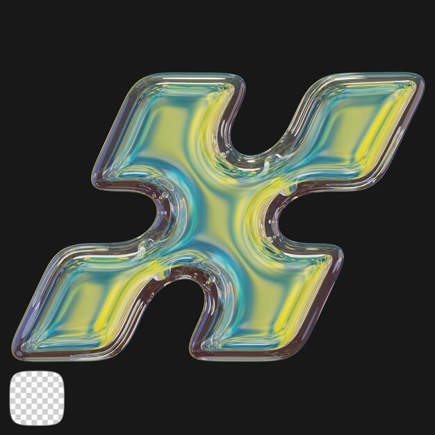 Y2K Abstract Dispersion glass Shape 3D rendering on transparent background