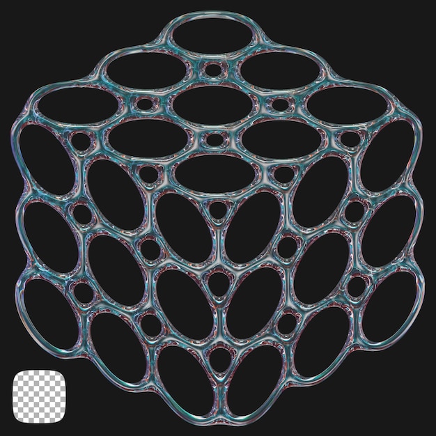 y2k abstract glass shape 3d rendering on transparent background