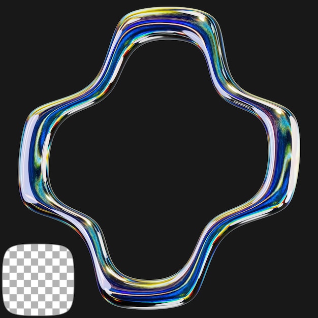 Y2K Abstract Shape 3D Render na przezroczystym tle