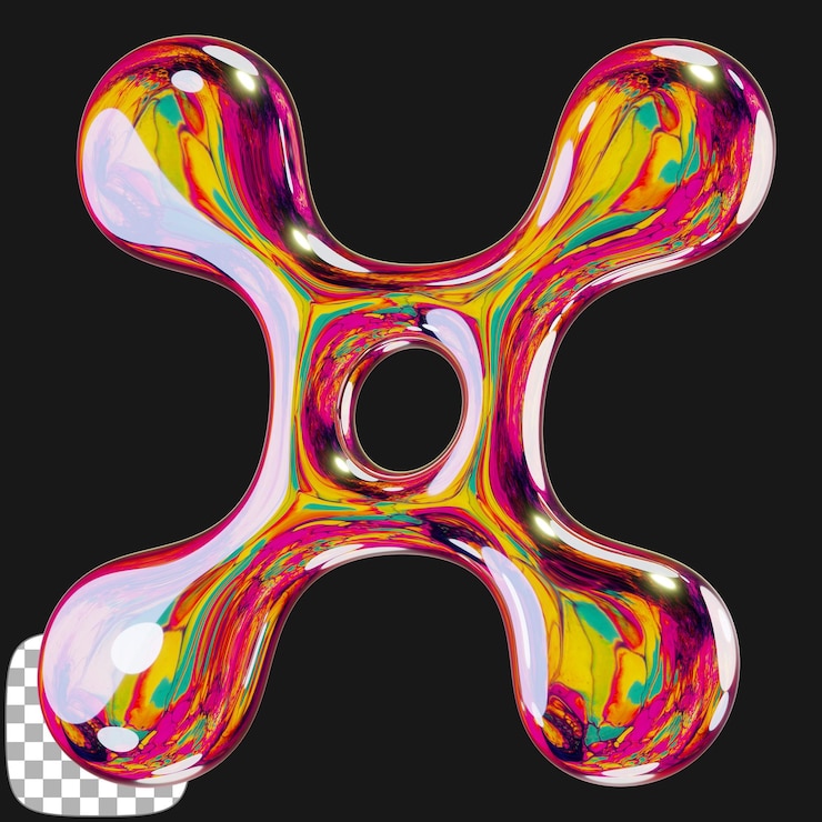 PSD y2k abstract shape 3d render on transparent background