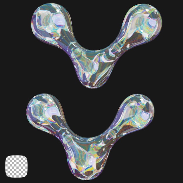 Y2K abstracte glazen vorm 3D-rendering op transparante achtergrond