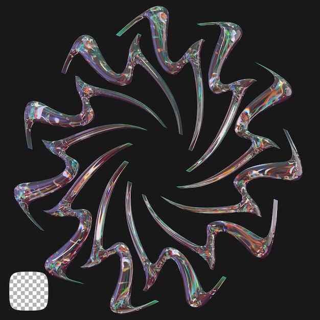 Y2K abstracte glazen vorm 3D-rendering op transparante achtergrond