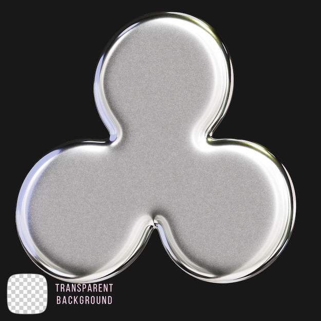 Y2K Chrome Symbol 3D-rendering på transparent baggrund