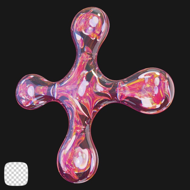 Y2K Cross Dispersion glass shape 3D rendering on transparent background