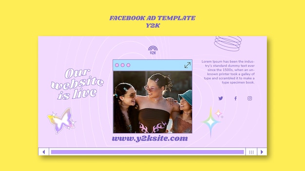 PSD y2k fashion facebook template