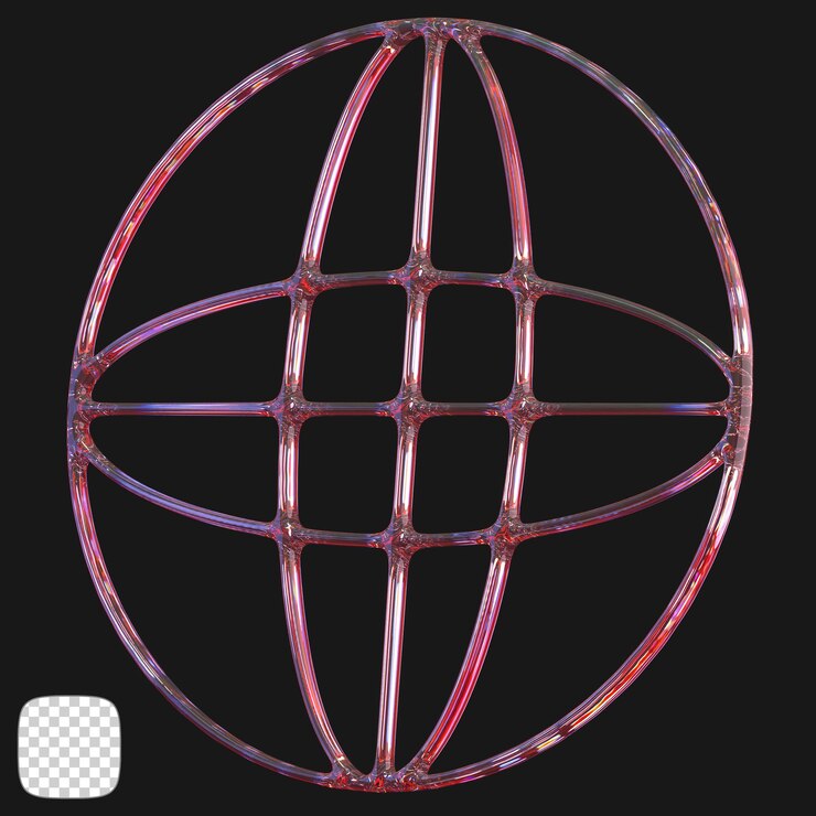PSD y2k globe dispersion glass shape 3d rendering on transparent background
