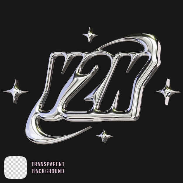 Y2K Logo Chrome Symbol renderowanie 3D na przezroczystym tle