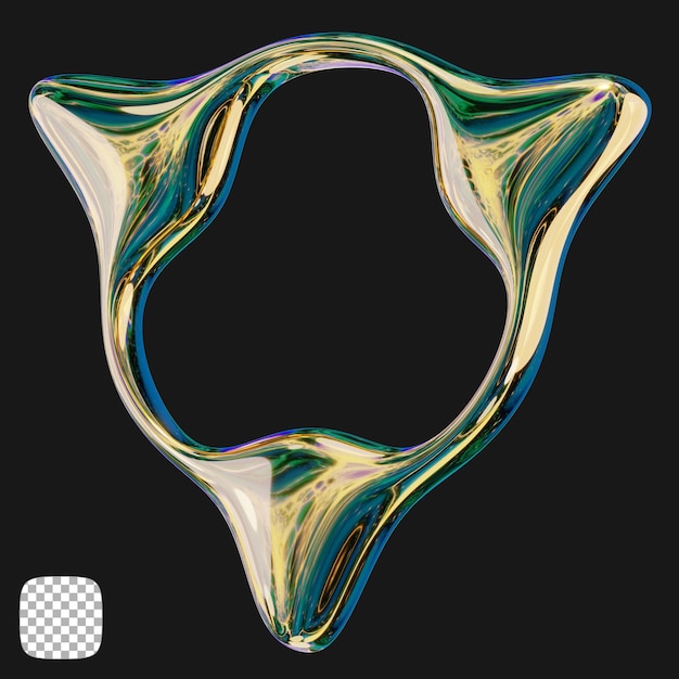 Y2K Metallic Object 3D Rendering op een doorzichtige achtergrond