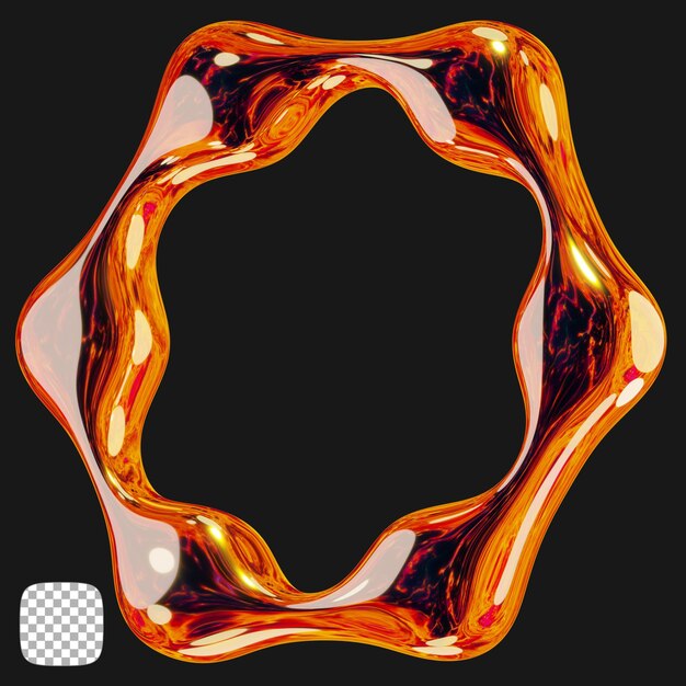 Y2K Metallic shape 3D Rendering on Transparent Background