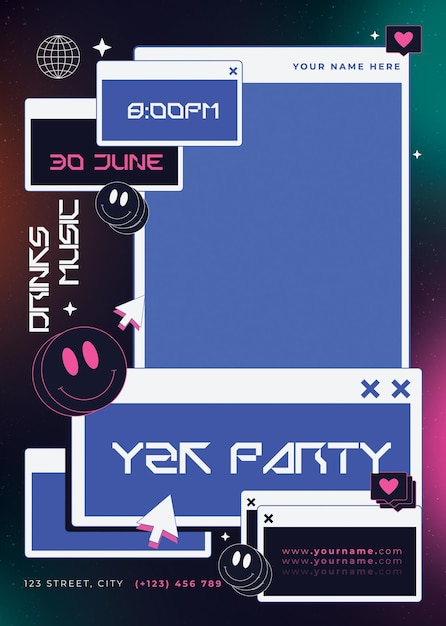 Y2K 파티 플라이어 템플릿