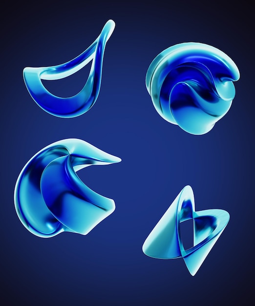 Y2K realistic 3d chrome shape render