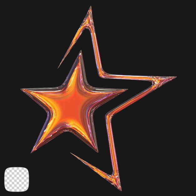 Y2K Star Dispersion glas 3D-weergave van vormen op transparante achtergrond